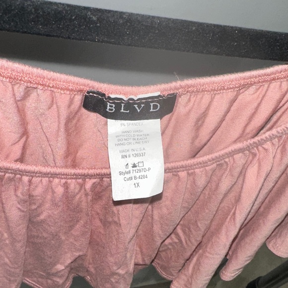 BLVD Dusty Rose Off-Shoulder Ruffle Top - Picture 3 of 3